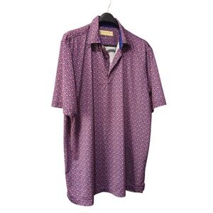 Donald Ross Sportswear Mens Medium Pink Floral Navy Blue Performance Golf Polo